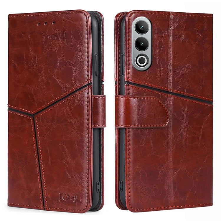 For OnePlus Nord CE4 5G Phone Case Geometric Splicing Leather Wallet Cover
