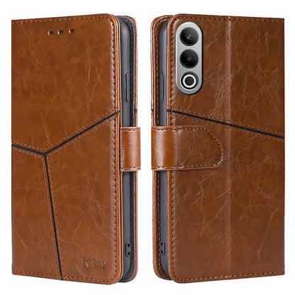 For OnePlus Nord CE4 5G Phone Case Geometric Splicing Leather Wallet Cover