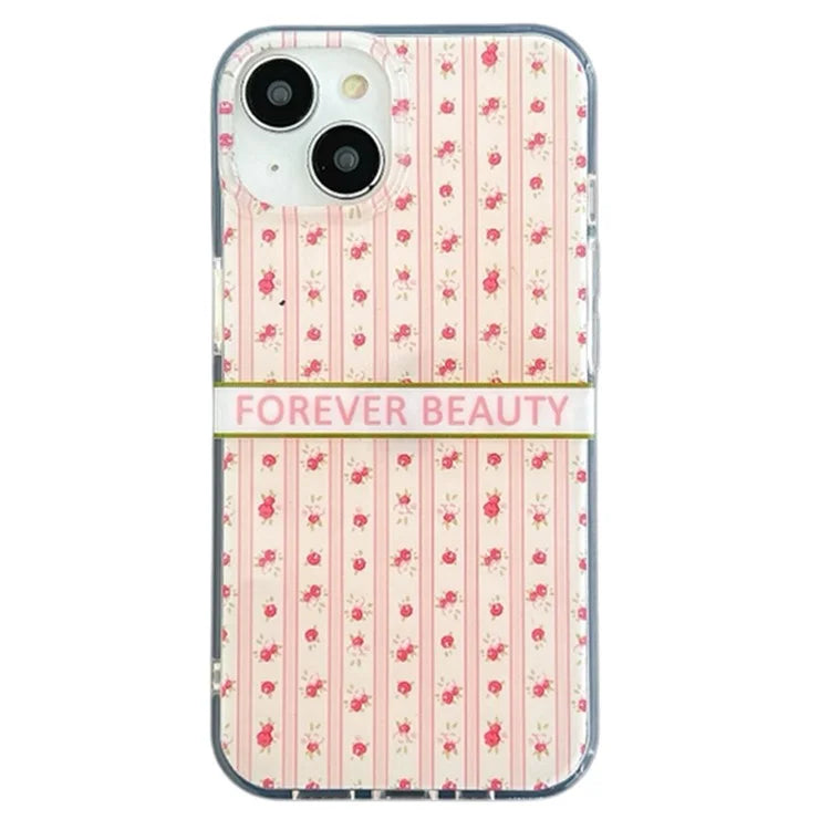 For iPhone 15 Case IMD Floral Pattern Back Protector TPU Phone Cover