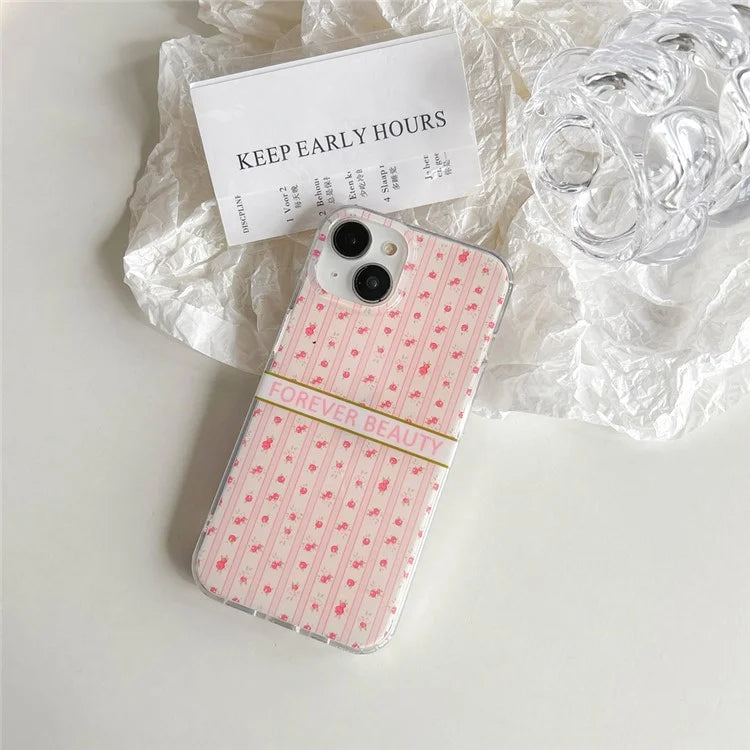 For iPhone 15 Case IMD Floral Pattern Back Protector TPU Phone Cover