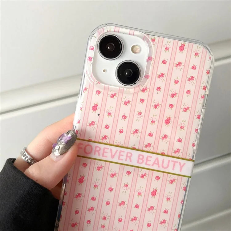 For iPhone 15 Case IMD Floral Pattern Back Protector TPU Phone Cover