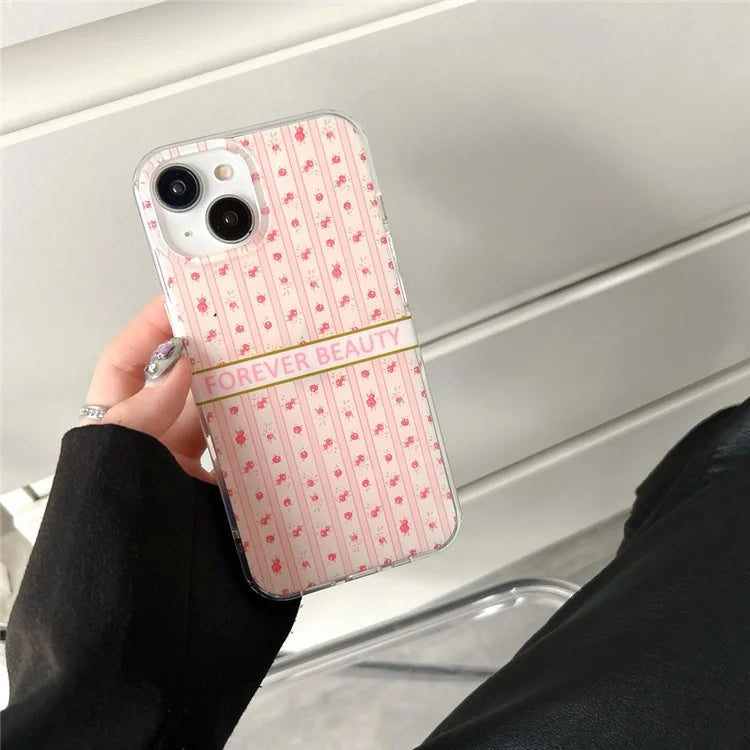 For iPhone 15 Case IMD Floral Pattern Back Protector TPU Phone Cover