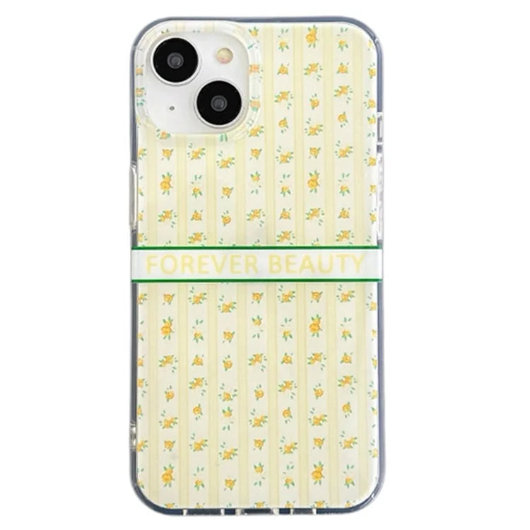 For iPhone 15 Case IMD Floral Pattern Back Protector TPU Phone Cover