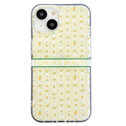 For iPhone 15 Case IMD Floral Pattern Back Protector TPU Phone Cover