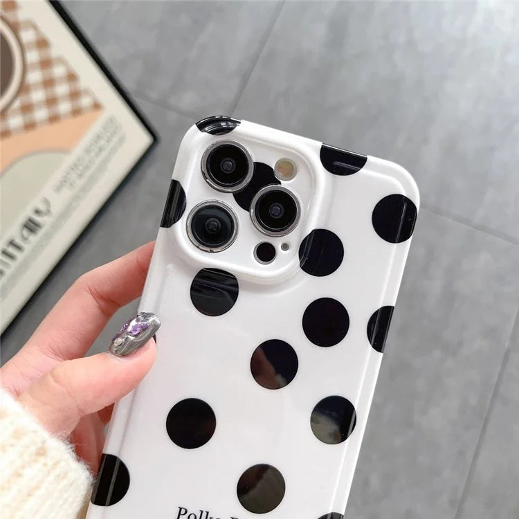 For iPhone 15 Pro Max Case Air Cushion IMD Polka Dot TPU Cell Phone Cover