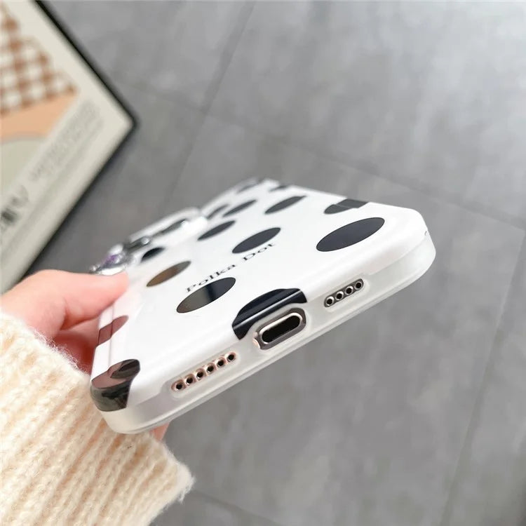 For iPhone 15 Pro Max Case Air Cushion IMD Polka Dot TPU Cell Phone Cover