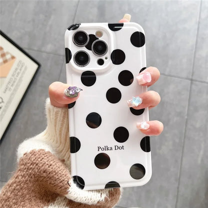 For iPhone 15 Pro Max Case Air Cushion IMD Polka Dot TPU Cell Phone Cover