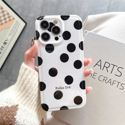 For iPhone 15 Pro Max Case Air Cushion IMD Polka Dot TPU Cell Phone Cover