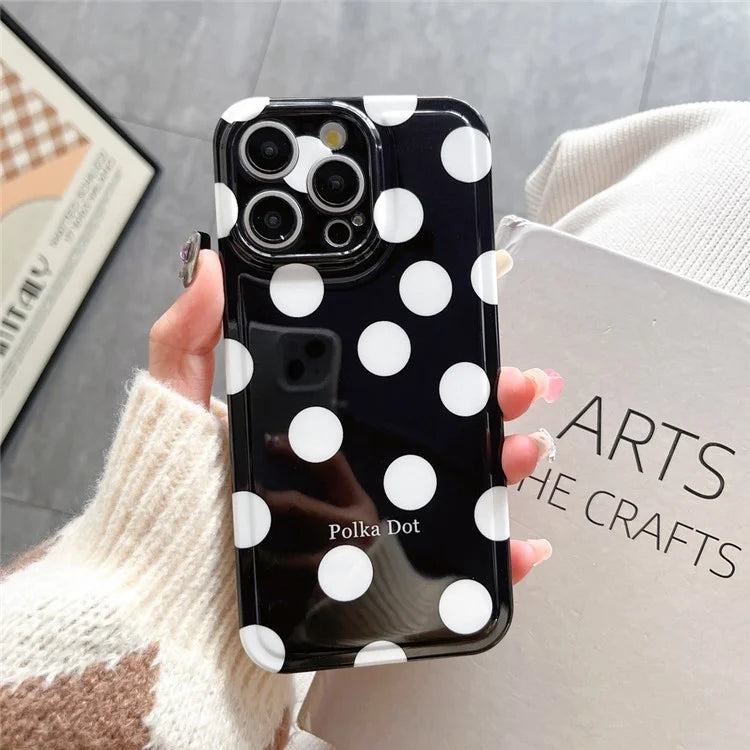 For iPhone 15 Pro Max Case Air Cushion IMD Polka Dot TPU Cell Phone Cover