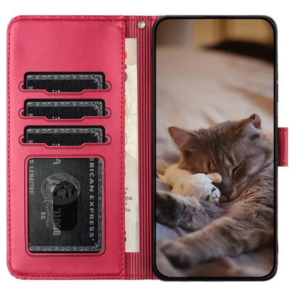 For Xiaomi Redmi Note 13 Pro 4G / Poco M6 Pro 4G Magnetic Phone Case Wall Cats Pattern Imprinted Leather Cover