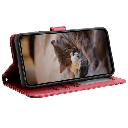 For Xiaomi Redmi Note 13 Pro 4G / Poco M6 Pro 4G Magnetic Phone Case Wall Cats Pattern Imprinted Leather Cover