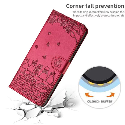 For Xiaomi Redmi Note 13 Pro 4G / Poco M6 Pro 4G Magnetic Phone Case Wall Cats Pattern Imprinted Leather Cover