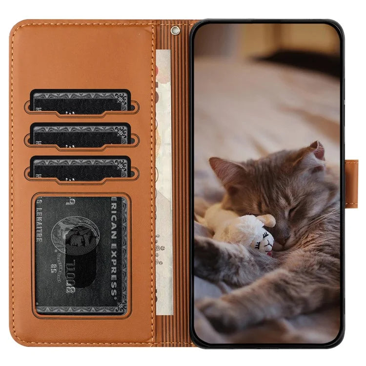 For Xiaomi Redmi Note 13 Pro 4G / Poco M6 Pro 4G Magnetic Phone Case Wall Cats Pattern Imprinted Leather Cover