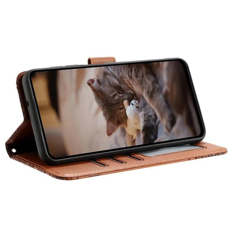 For Xiaomi Redmi Note 13 Pro 4G / Poco M6 Pro 4G Magnetic Phone Case Wall Cats Pattern Imprinted Leather Cover
