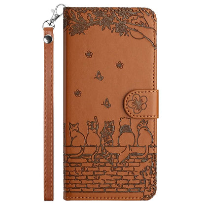 For Xiaomi Redmi Note 13 Pro 4G / Poco M6 Pro 4G Magnetic Phone Case Wall Cats Pattern Imprinted Leather Cover