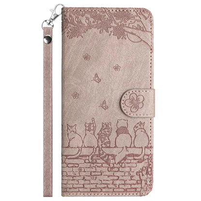 For Xiaomi Redmi Note 13 Pro 4G / Poco M6 Pro 4G Magnetic Phone Case Wall Cats Pattern Imprinted Leather Cover