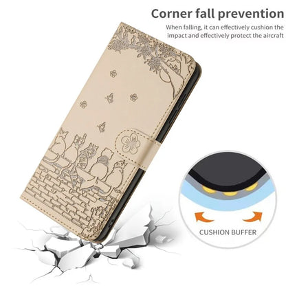 For Xiaomi Redmi Note 13 Pro 4G / Poco M6 Pro 4G Magnetic Phone Case Wall Cats Pattern Imprinted Leather Cover