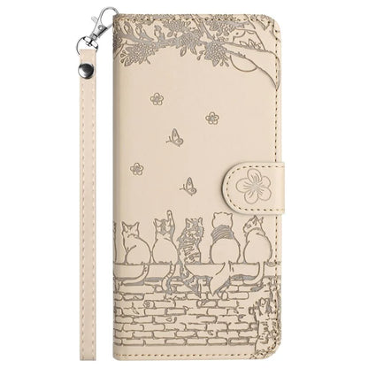 For Xiaomi Redmi Note 13 Pro 4G / Poco M6 Pro 4G Magnetic Phone Case Wall Cats Pattern Imprinted Leather Cover