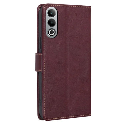 For OnePlus Nord CE4 5G Case RFID Blocking Leather Cover Cowhide Texture Phone Shell