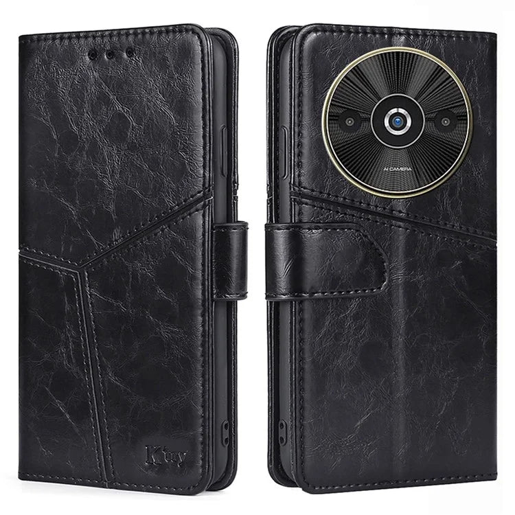 For Xiaomi Redmi A3 / Poco C61 4G Case Geometric PU Leather Card Slots Folding Stand Phone Cover