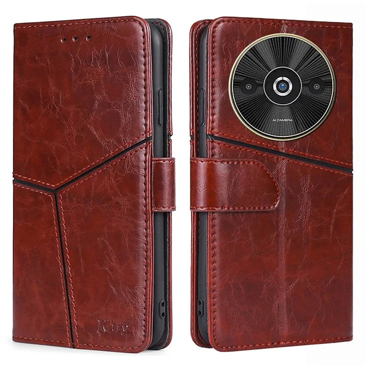For Xiaomi Redmi A3 / Poco C61 4G Case Geometric PU Leather Card Slots Folding Stand Phone Cover
