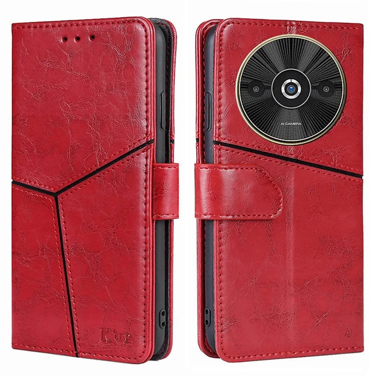 For Xiaomi Redmi A3 / Poco C61 4G Case Geometric PU Leather Card Slots Folding Stand Phone Cover