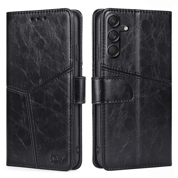 For Samsung Galaxy M55 5G / C55 5G / F55 5G Case PU Leather Geometric Splicing Handbag Stand Phone Cover