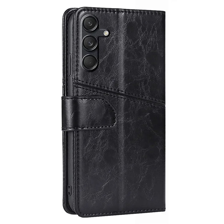 For Samsung Galaxy M55 5G / C55 5G / F55 5G Case PU Leather Geometric Splicing Handbag Stand Phone Cover
