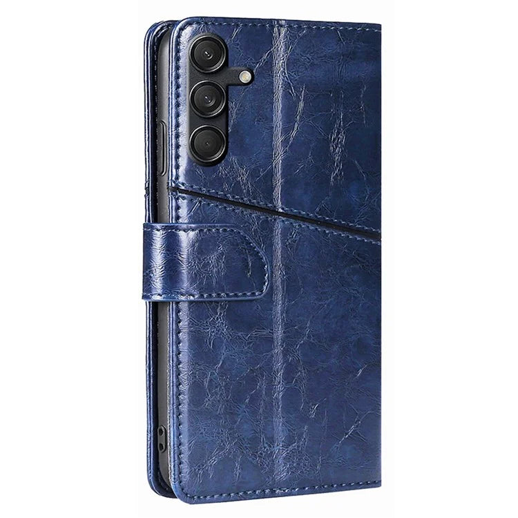 For Samsung Galaxy M55 5G / C55 5G / F55 5G Case PU Leather Geometric Splicing Handbag Stand Phone Cover