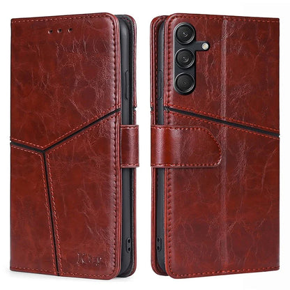 For Samsung Galaxy M55 5G / C55 5G / F55 5G Case PU Leather Geometric Splicing Handbag Stand Phone Cover