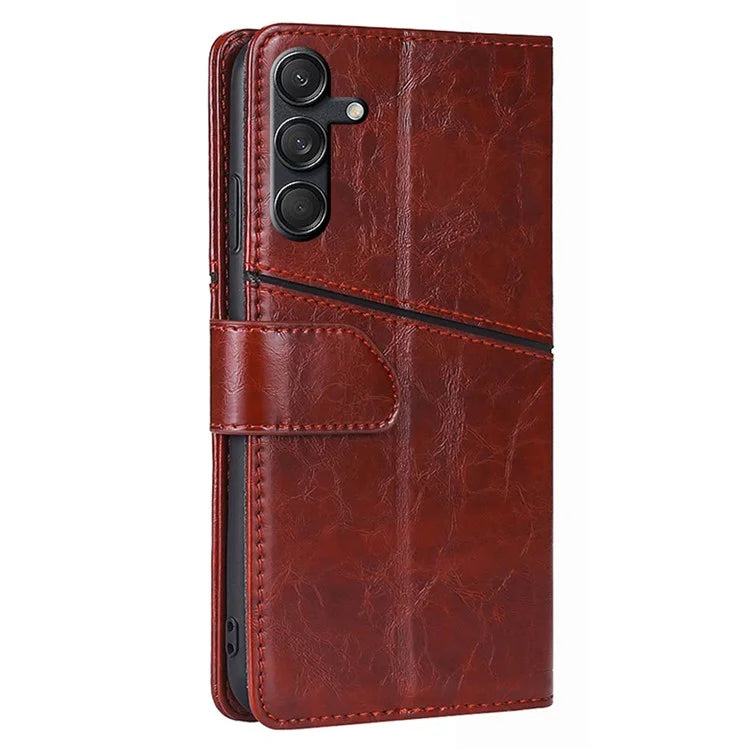 For Samsung Galaxy M55 5G / C55 5G / F55 5G Case PU Leather Geometric Splicing Handbag Stand Phone Cover
