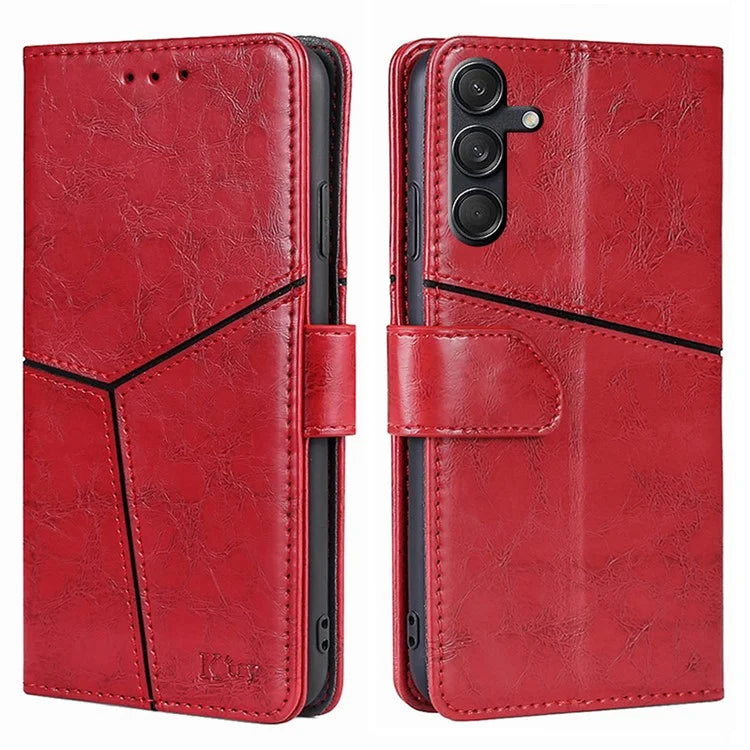 For Samsung Galaxy M55 5G / C55 5G / F55 5G Case PU Leather Geometric Splicing Handbag Stand Phone Cover