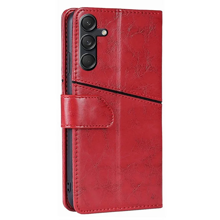 For Samsung Galaxy M55 5G / C55 5G / F55 5G Case PU Leather Geometric Splicing Handbag Stand Phone Cover