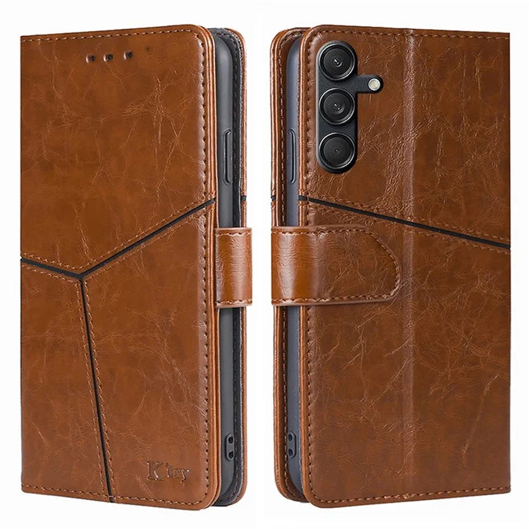 For Samsung Galaxy M55 5G / C55 5G / F55 5G Case PU Leather Geometric Splicing Handbag Stand Phone Cover