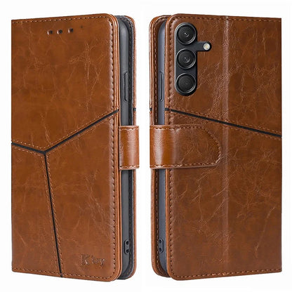 For Samsung Galaxy M55 5G / C55 5G / F55 5G Case PU Leather Geometric Splicing Handbag Stand Phone Cover