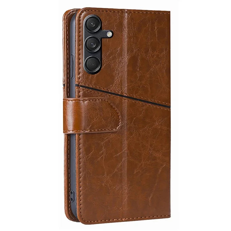 For Samsung Galaxy M55 5G / C55 5G / F55 5G Case PU Leather Geometric Splicing Handbag Stand Phone Cover
