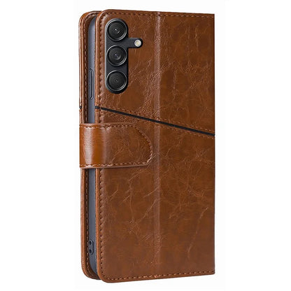 For Samsung Galaxy M55 5G / C55 5G / F55 5G Case PU Leather Geometric Splicing Handbag Stand Phone Cover