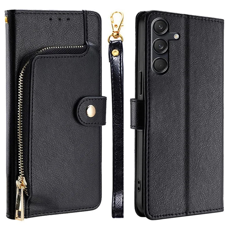 For Samsung Galaxy M55 5G / C55 5G / F55 5G Case PU Leather Magnetic Phone Shell with Zipper Pocket Wallet