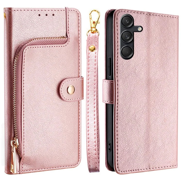For Samsung Galaxy M55 5G / C55 5G / F55 5G Case PU Leather Magnetic Phone Shell with Zipper Pocket Wallet