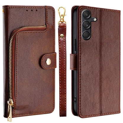 For Samsung Galaxy M55 5G / C55 5G / F55 5G Case PU Leather Magnetic Phone Shell with Zipper Pocket Wallet