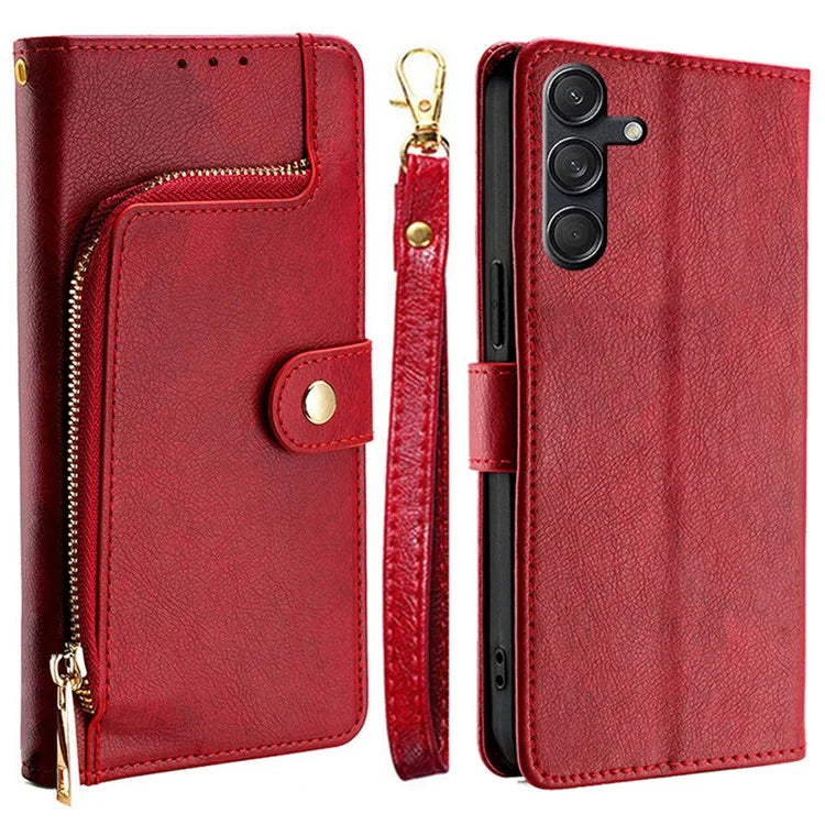For Samsung Galaxy M55 5G / C55 5G / F55 5G Case PU Leather Magnetic Phone Shell with Zipper Pocket Wallet