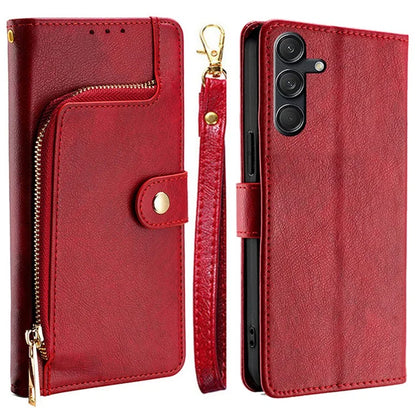 For Samsung Galaxy M55 5G / C55 5G / F55 5G Case PU Leather Magnetic Phone Shell with Zipper Pocket Wallet