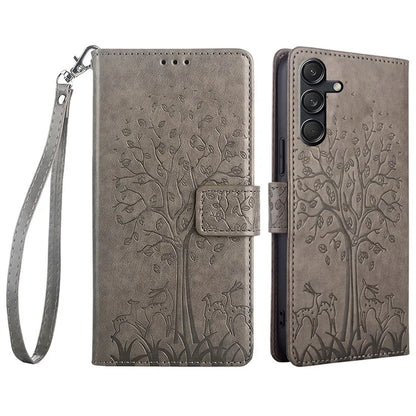 For Samsung Galaxy M55 5G / C55 5G / F55 5G Case Tree Pattern Imprinted Wallet Stand Leather Phone Cover