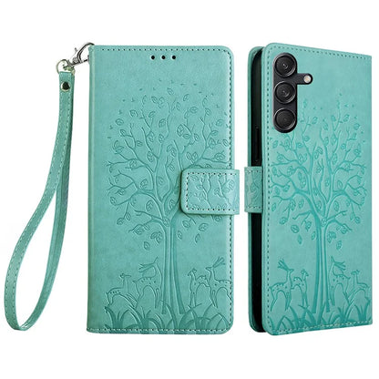 For Samsung Galaxy M55 5G / C55 5G / F55 5G Case Tree Pattern Imprinted Wallet Stand Leather Phone Cover