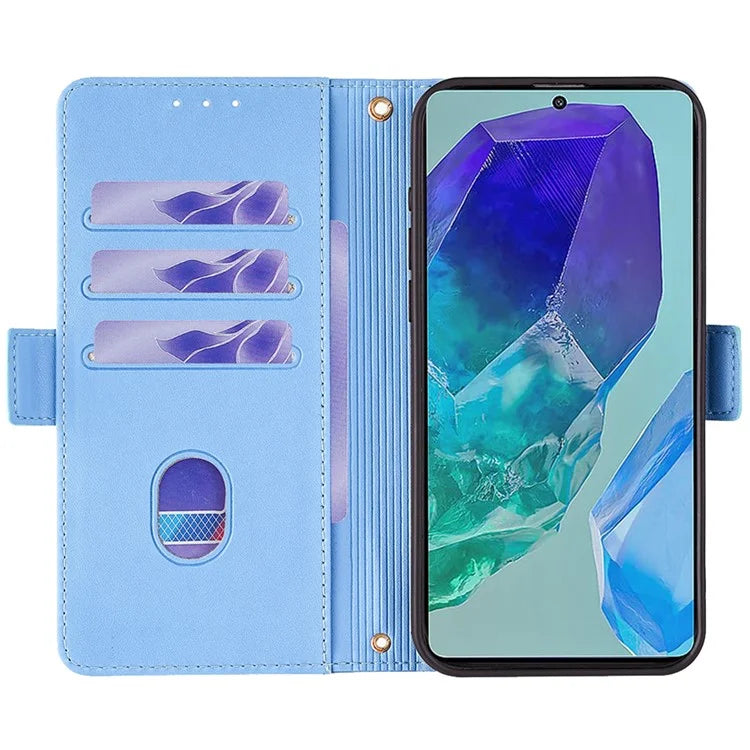 For Samsung Galaxy M55 5G / C55 5G / F55 5G Cover RFID Blocking Phone Wallet Protective Shell with 2 Straps