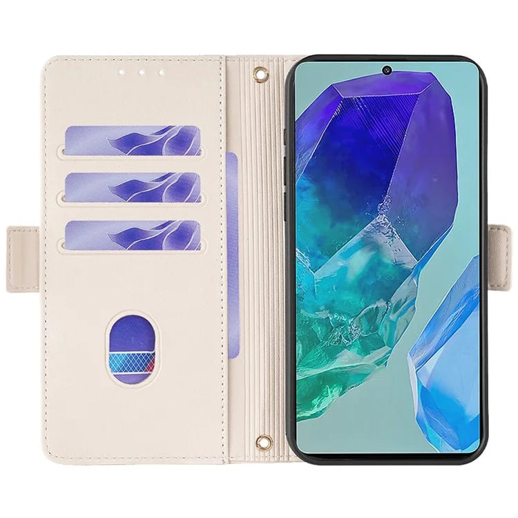 For Samsung Galaxy M55 5G / C55 5G / F55 5G Cover RFID Blocking Phone Wallet Protective Shell with 2 Straps