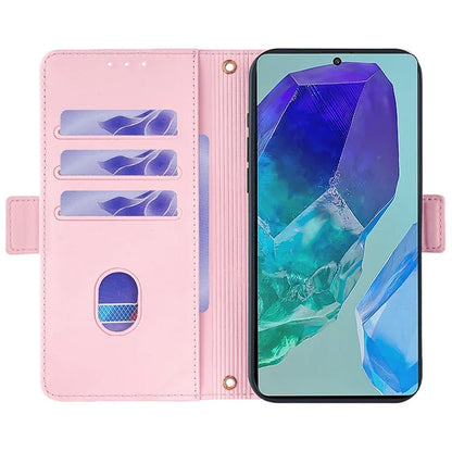 For Samsung Galaxy M55 5G / C55 5G / F55 5G Cover RFID Blocking Phone Wallet Protective Shell with 2 Straps
