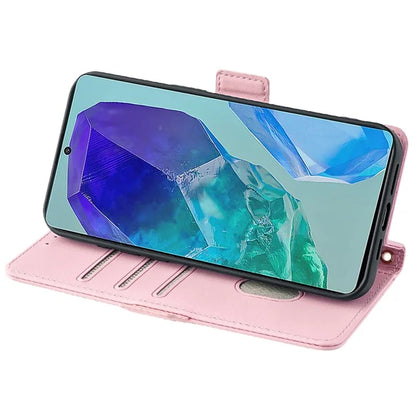 For Samsung Galaxy M55 5G / C55 5G / F55 5G Cover RFID Blocking Phone Wallet Protective Shell with 2 Straps