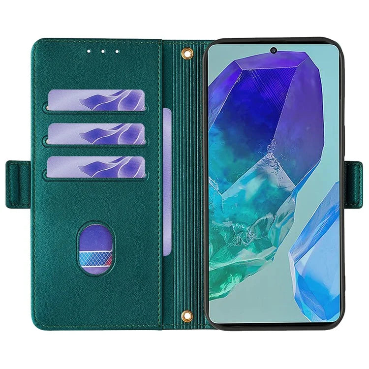 For Samsung Galaxy M55 5G / C55 5G / F55 5G Cover RFID Blocking Phone Wallet Protective Shell with 2 Straps