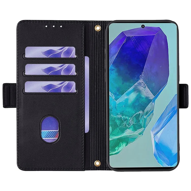 For Samsung Galaxy M55 5G / C55 5G / F55 5G Cover RFID Blocking Phone Wallet Protective Shell with 2 Straps